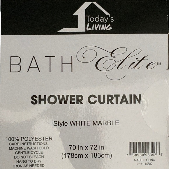 Today’s Living Marble Elite Bath Shower Curtain Easy Care Fabric White Gray - Picture 4 of 13